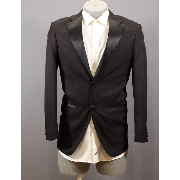 Bolzano Men's Black 2 Piece Suit TUX 2 Btn 36R Pleated Fronts 30" Waist - Picture 3 of 12